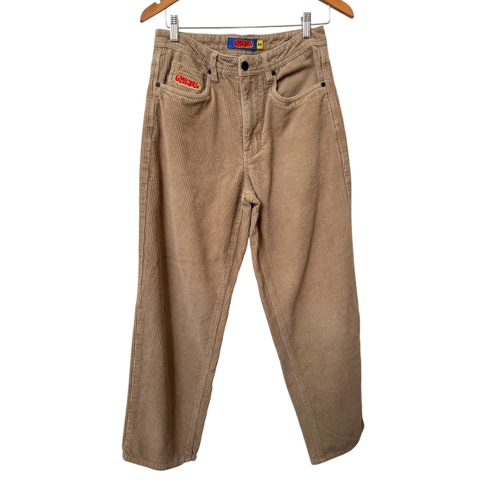 Empyre Mens Tan Corduroy Loose Fit Skate Pants Khaki Size 28 Embroidered Logo